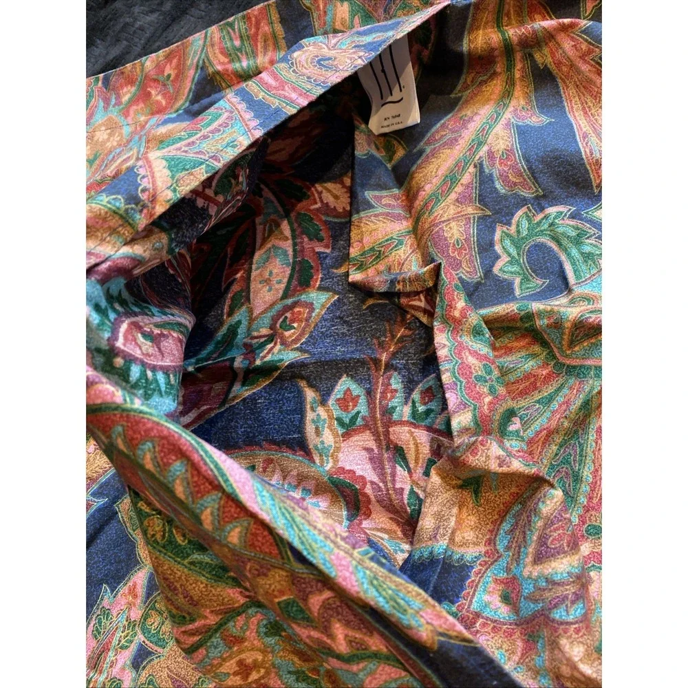 Vintage Revman Industries Pillow Sham Standard Size‎ Blue Teal Paisley Flanged
